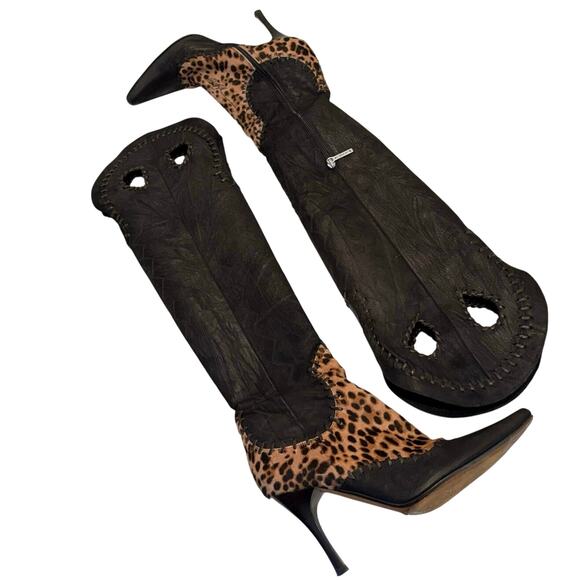 Couture Donald J Pliner Shoes - Donald J. Pliner Couture SIGNED boots leather calf hair animal print 7.5